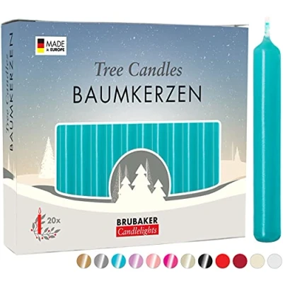 Image of BRUBAKER 100 Pack Tree Candles Wax Christmas Pyramid Turquoise