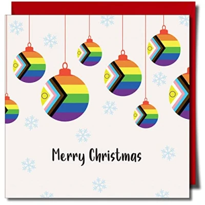 Image of Merry Christmas Progress greeting Card intersex Gay Lesbian Approx 150mm x Premium