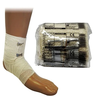 Image of Steroplast Sterocrepe Premium Heavy Weight Crepe Bandage Dressings CE Approved, 5cm x 4m (10 Pack)