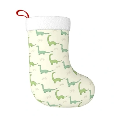 Image of FADUNI Dinosaur Christmas Stockings Xmas Fireplace Hanging Decoration For