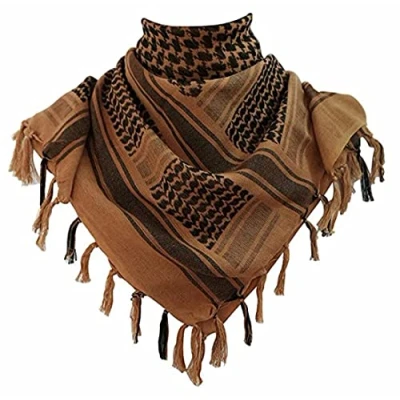 Image of Men&#039;s Protective SAS Army 100% Cotton Military Desert Tactical Neck Head Keffiyeh Wrap Combat Sun Hat Scarf Shemagh (Mocha)