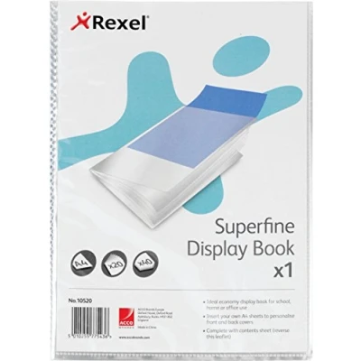 Image of Rexel Superfine Display Book 20 Sheets A4 Clear