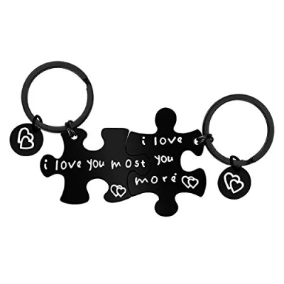 Image of I Love You Keyring Gifts for Boyfriend Girlfriend Husband Wife Christmas Birthday Valentines Day Couple Wedding Anniversary Matching Him and Her