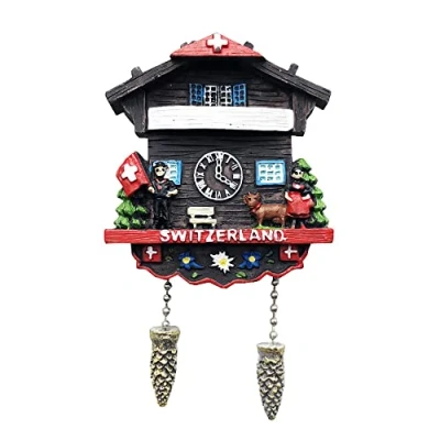 Image of 3D Cuckoo Clock Switzerland Refrigerator Fridge Magnet Tourist Souvenirs Handmade Resin Craft Magnetic Stickers Home Kitchen Decoration Travel Gift