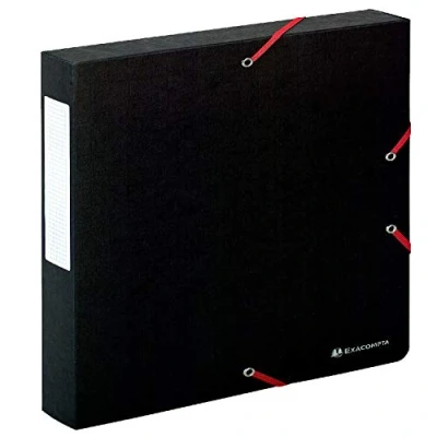 Image of Exacompta Ref 50811E Scotten Filing Box 250 x 330mm in Size, Suitable for Holding A4 Documents, 40mm Spine, 600gsm Genuine Pressboard, Spine Label Black