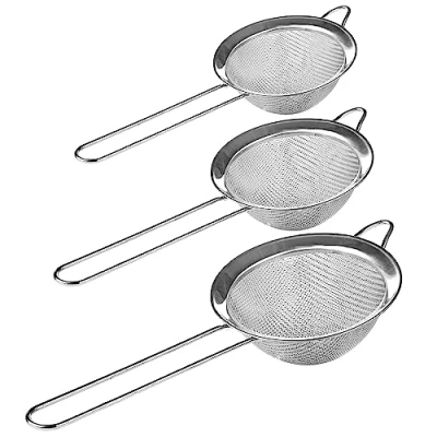Image of Tea Strainer Stainless Steel Food &amp; Sieve, Kitchen Sieve Fine Mesh, Sive Cooking, Flour for Baking Rust Free Seive, Dishwasher Safe SIV (Large (10cm))