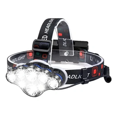 Image of WildTech Head Torch Headlight, 18000 Lumen Super Bright 8 LED Lamp, 500 Meter Range Rechargeable Waterproof