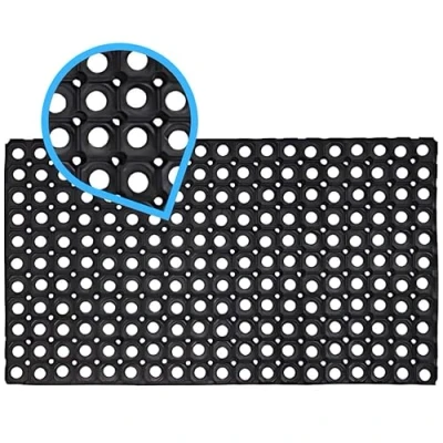 Image of Trendi® Rubber Ring Hollow Mats/Heavy Duty/Outdoor Door Mat Black/Non Slip/Washable/Safety (40x60)