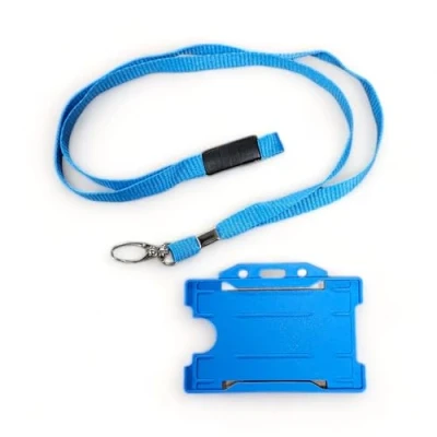 Image of ALG ID Cards® Blue Card Badge Holder Lanyard Neck Strap with Metal Clip &amp; Safety Breakaway Release for Pass