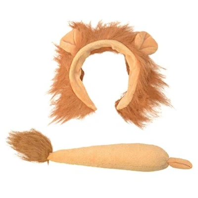 Image of Bristol Novelty DS158 Children Costume Lion Set Orange Pack of 1 Ears and Tail, Unisex Child, Brown, One Size