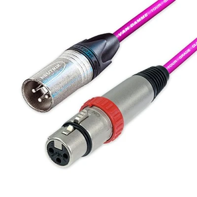 Image of Switched Neutrik XLR to Cables. Van Damme Balanced Cable. NC3FXS Mic Leads (40m, Purple)