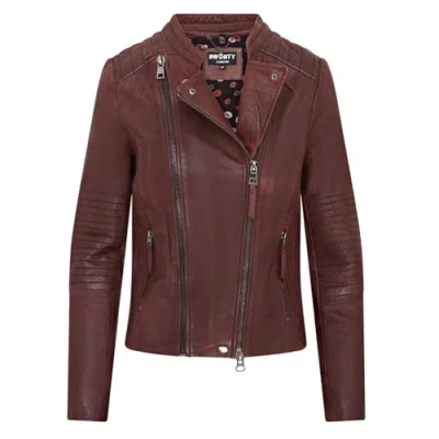Image of Womens Burgundy Classic Quilted Biker Leather Jacket