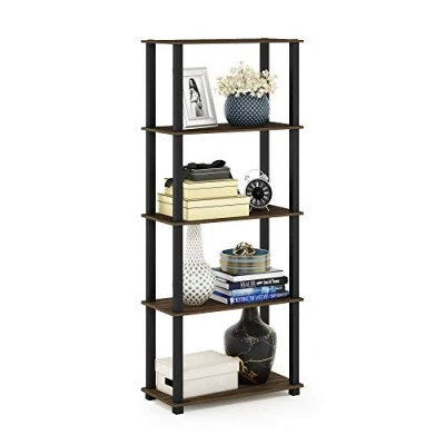 Image of Furinno Toolless Shelves, Wood, Columbia Walnut/Black, one size