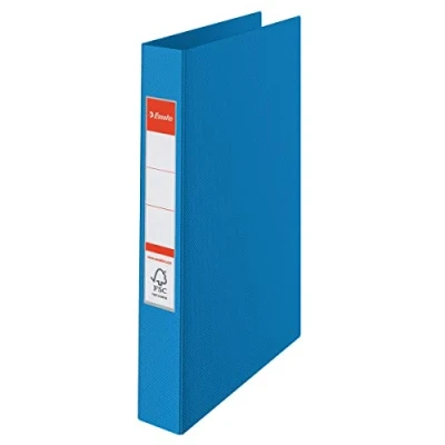Image of Esselte 4 Ring Binder, PP, Holds up to 190 Sheets, Vivida Range, 42 mm Spine, 14452 A4, Blue