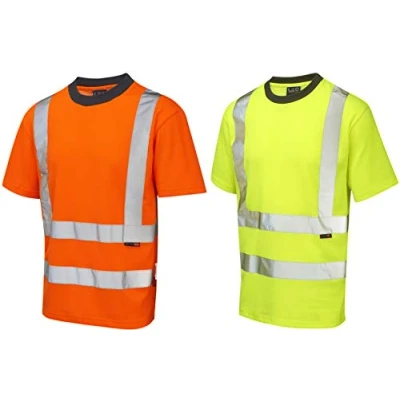 Image of Leo Workwear Newport High Visibility Poly/Cotton Split Hem Design Generous Fit T Shirt, X Large, Hi Vis Orange