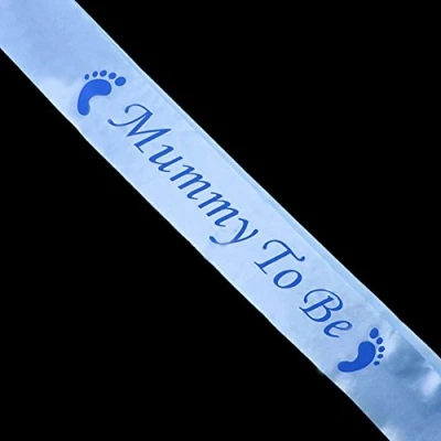 Image of Gemini_mall® Blue Mummy To Be Baby Shower Party Sash Satin Decoration (Mummy Be, Blue)