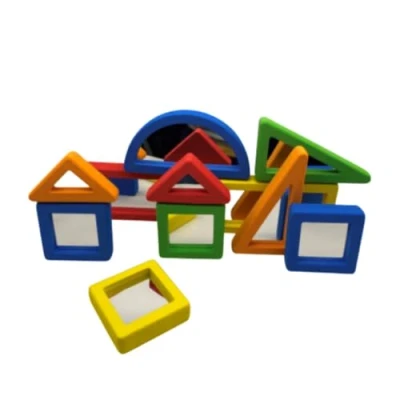 Image of Playlearn Foam Building Block Toys,Mirror Rainbow Sensory Blocks Set,Interactive Stacking Blocks, Children Montessori Toys for Toddlers,Colour Sorting Kids