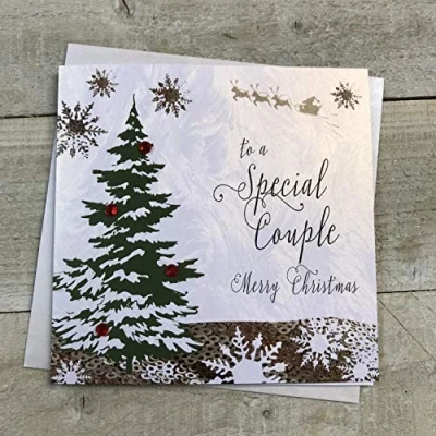 Image of WHITE COTTON CARDS F5 SC&quot;Special Couple&quot; Handmade Christmas Card&quot;