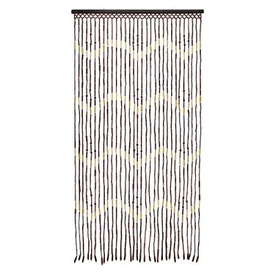 Image of JVL Provence Hanging Wooden Beaded Door Clouds Curtain Screen, Multi Colour, 90 x 180 cm