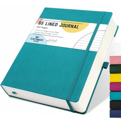 Image of STATIONERY ISLAND B5 Lined Notebook, Journal Hardcover with 100gsm Premium Thick Paper, 320 Pages Hardback Ruled Notebook for Writing, Working, Study, Planning, Diary