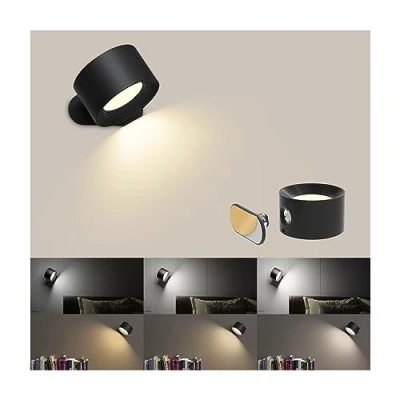 Image of Coollamp LED Indoor Wall Lamp, Bedroom Light with Warm/Natural/White Light, 3 Brightness Levels, Rechargeable Battery, Touch Control, 360 Rotate, Lamp for Living Room Corridor Stairs