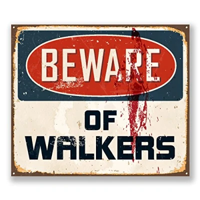 Image of 1 x 25cm Beware of Walkers Sticker Car Laptop Decal Fun Sign Zombie Fridge #6635 (25cm Wide 21cm Tall)