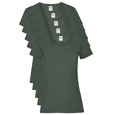 Image of Fruit of the Loom Women Valueweight 5 T Shirt, Green (Bottle 38), 14 (Manufacturer Size:L/14) pack