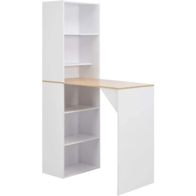 Image of vidaXL Bar Table with Cabinet White 115x59x200 cm