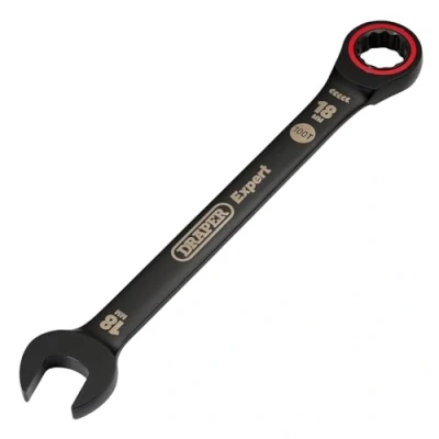 Image of Draper Expert HI TORQ Metric Ratchet Combination Spanner, 18mm, Black