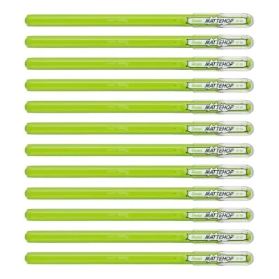 Image of Pentel Mattehop 1.0mm Gel Roller Yellow/Green Pack of 12