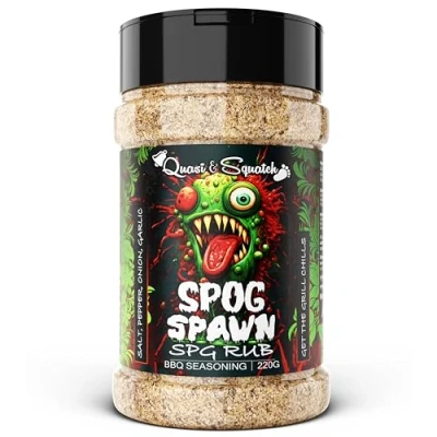 Image of SPG Rub by Quasi &amp; Squatch SPOG SPAWN (Cornish Salt, Black Pepper, Onion Garlic) Savoury Salty BBQ Seasoning for MEAT Brisket or Butt Large Jar 220g