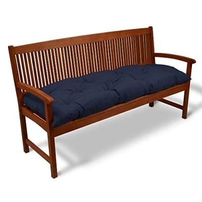 Image of Beautissu Garden Bench Pad 180x50x10cm Flair BK Comfortable Seat Cushion for Outdoor Swing or 3 Seater Dark Blue