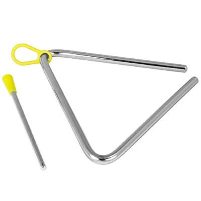 Image of TIGER TRI7 MT 15CM (6&quot;) Heavy Duty Steel Triangle Instrument, Complete with Rubberised Handle and Beater, Ideal for Early Development of Rhythm Primary School Use