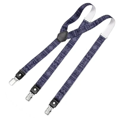 Image of DonDon Men&#039;s Fashion Braces Suspenders 2,5 cm 1,0&quot; Wide with 3 Clips in Y Form Elasticated and Adjustable Length Boho
