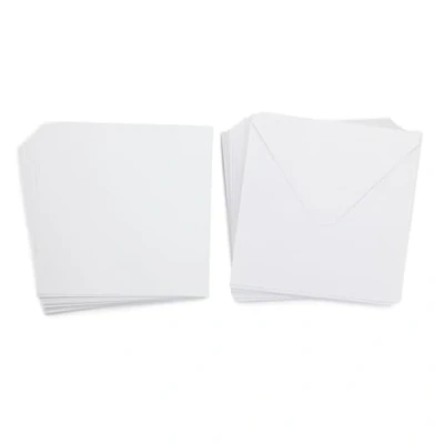 Image of Crafter&#039;s Companion 8&quot; x White Card &amp; Envelopes Pack of 50 Includes 25 Blanks Matching Great for Variety Occasions