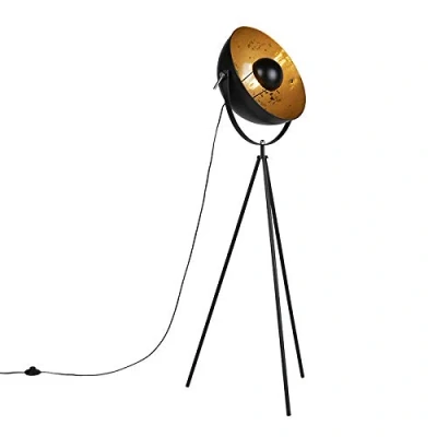Image of Qazqa Industrial Floor lamp Tripod Black Magna 40 Eglip Design Suitable for LED E27 1 Light Steel Living Room I Bedroom
