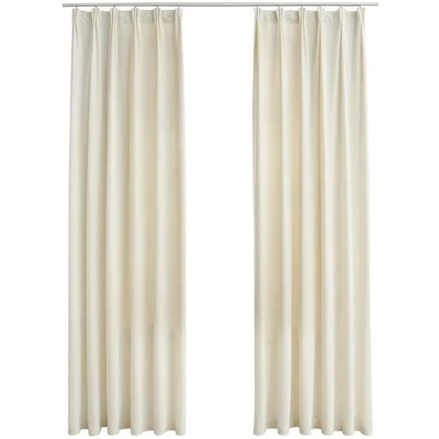 Image of vidaXL Blackout Curtains 2 pcs with Hooks Velvet Cream 140x245 cm