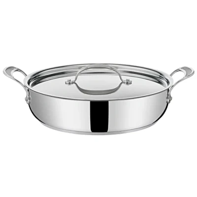 Image of Tefal Jamie Oliver Cook&#039;s Classics Stainless Steel Shallow Pot, 30 cm, Non Stick Coating, Heat Indicator, 100% Safe, Riveted Handle, Oven Induction Pot E3069034