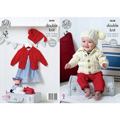 Image of King Cole Baby Cardigans Cherished Knitting Pattern 4648 DK