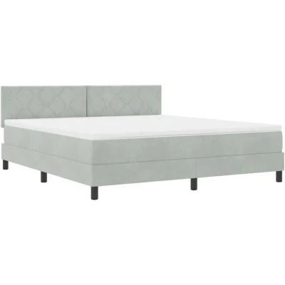 Image of vidaXL Box Spring Bed with Mattress &amp; LED Light Grey 180x200 cm Velvet