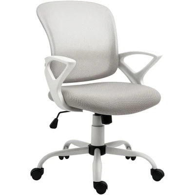 Image of Vinsetto Mesh Home Office Chair Swivel Desk Task PC W/Lumbar Support, Arm, Grey