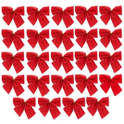 Image of Christmas Concepts® Pack Of 24 5cm Red Velvet Bows Traditional Decorations