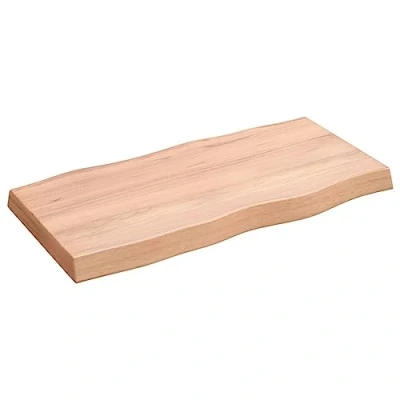Image of vidaXL Light Brown Table Top, 80x40x6 cm, Solid Oak Wood with Live Edges, Treated Surface, Handcrafted, For Home Office/Living Room/Dining Room/Kitchen Use