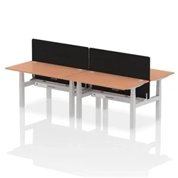 Image of Air B2B 1400x800mm Adjustable 4P Bench Desk CP Beech/Silver + Screen
