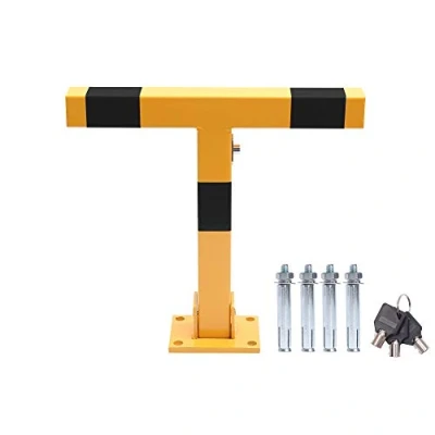 Image of TOPWAY Car Parking Space Lock, Yellow and Black T Shape Lockable Fold Down Barrier Bollard, Private Park Driveway Guard Saver Blocker 161891