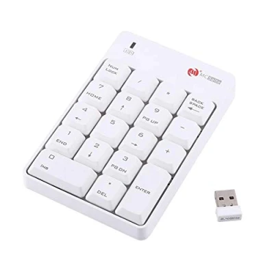 Image of Topiky USB Numeric Keypad, 2.4GHz Wireless Keypad Numpad Number 18 keys for Laptop PC, White(White)