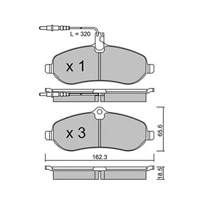 Image of 71770048, 71770050, 77364511, 77364512, 9467548887 Brake pad set METELLI 22 0707 0 incl. wear warning contact PEUGEOT: Expert II Tepee, Van
