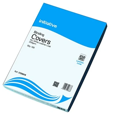 Image of [Pack of 100] White A4 Leather Look 250gsm Binding Covers