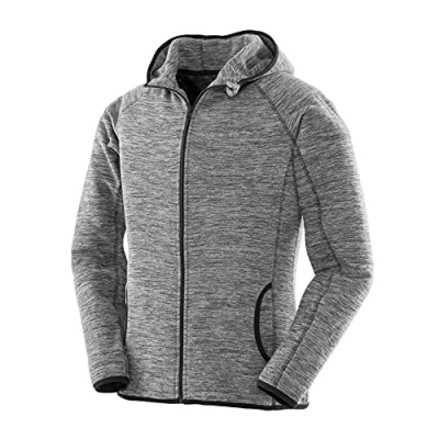 Image of SPIRO FITNESS Mens Microfleece Hoodie, Grey/Black, Large. S245M