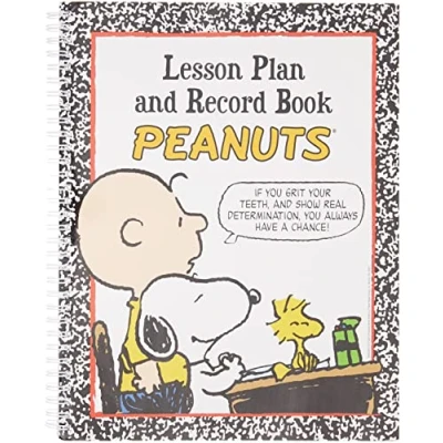 Image of Eureka Peanuts Back to School Classroom Supplies Record and Lesson Plan Book for Teachers, 8.5&#039;&#039; x 11&#039;&#039;, 40 Weeks